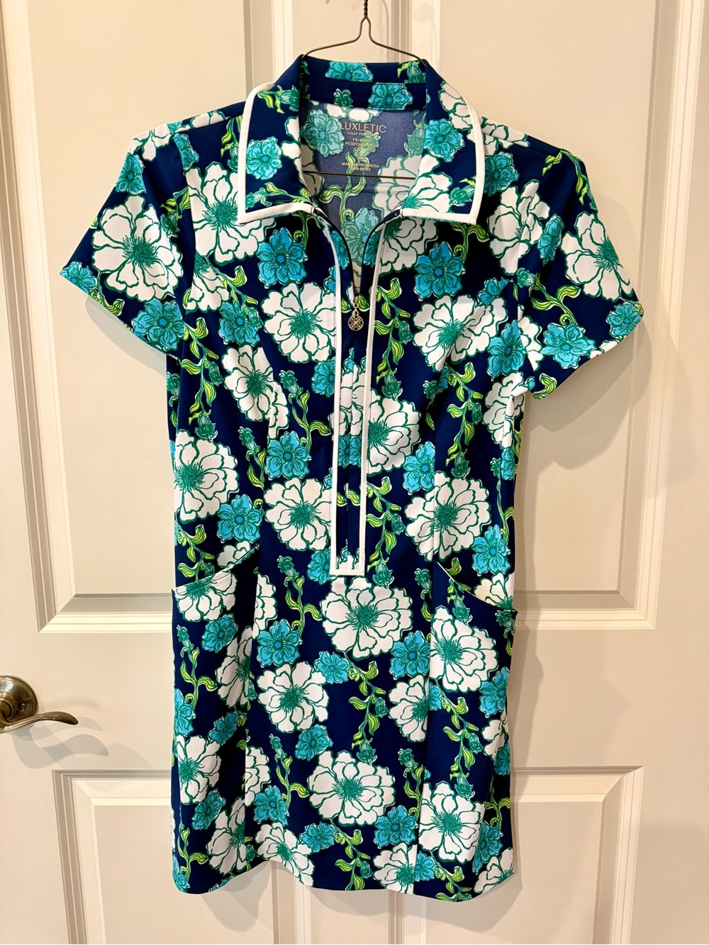 Lilly Pulitzer UPF50 Luxletic Kathy dress in low tide navy, size 4.